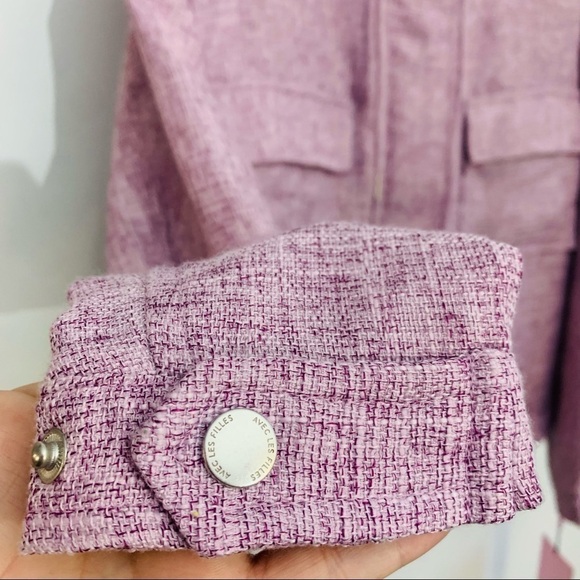 avec Les Filles hooded zip up shirt jacket new with tags lavender medium - Picture 5 of 7